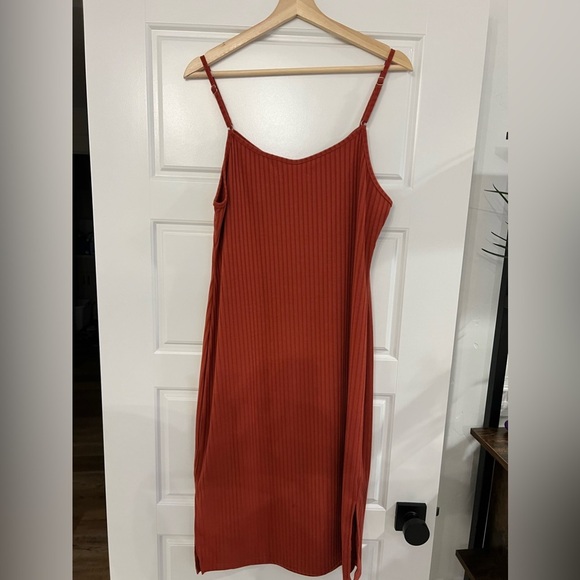 Boho Spaghetti Strap Burnt Orange Midi Dress Women’s XL - Picture 9 of 10